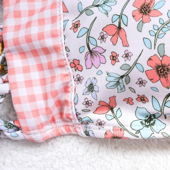 NWT White Floral Strappy Cheeky Bandeau Bikini Set - Picture 5 of 6